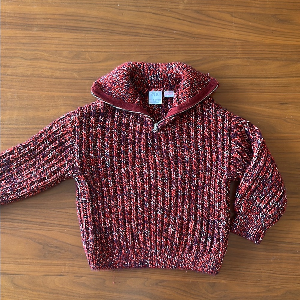 Zara Red and Navy Knit Sweater